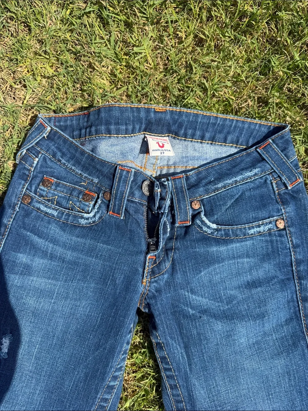 True Religion Women's Flare Jeans in Dark Blue Wash